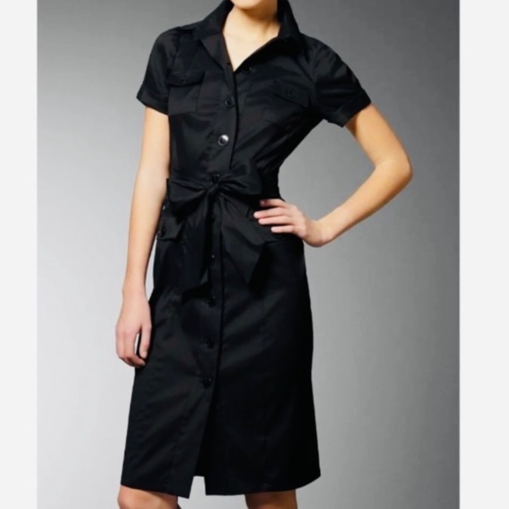 Diane Von Furstenberg Vastago Button Down Cargo Shirt Dress Black Size 2